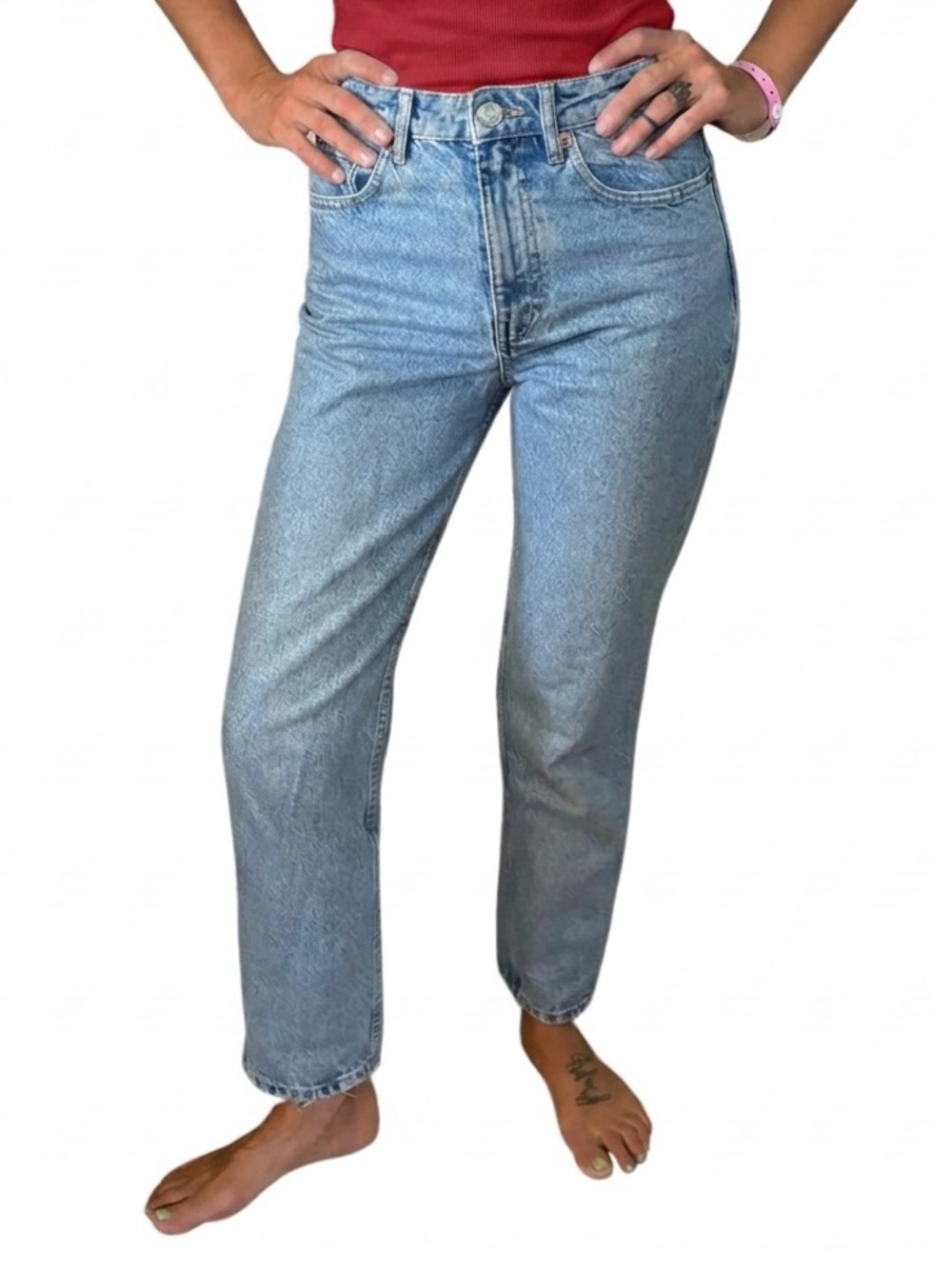 EUC Zara High Rise Straight Leg Jeans Size 2 Medium Wash Denim Y2K